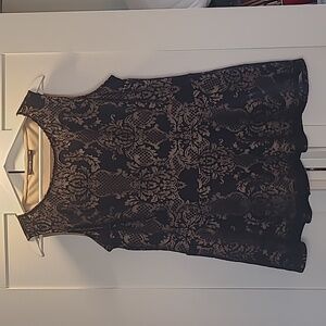 Apt 9 tank top blouse lace black nude underneath lace size L